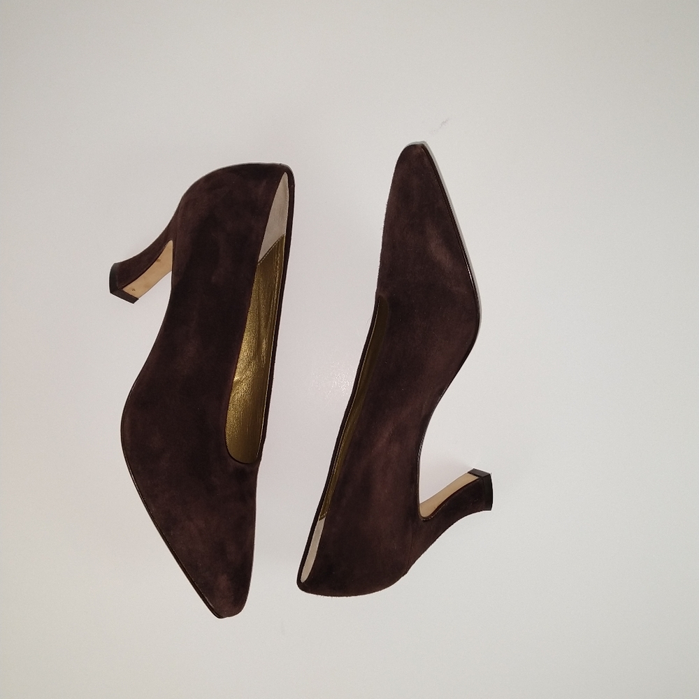 Via Spiga Brown Suede Pointed-Toe Heels